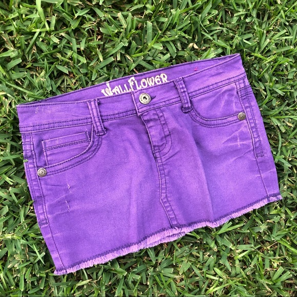 Y2k Dark Purple Micro Mini Jean Skirt 